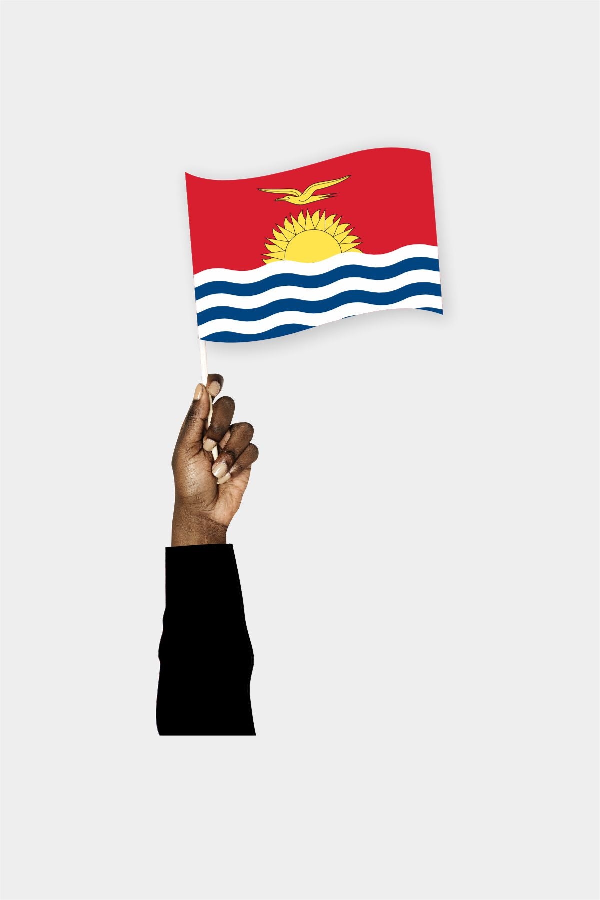 Kiribati handheld flag on stick - durable polyester country flag for events and parades
