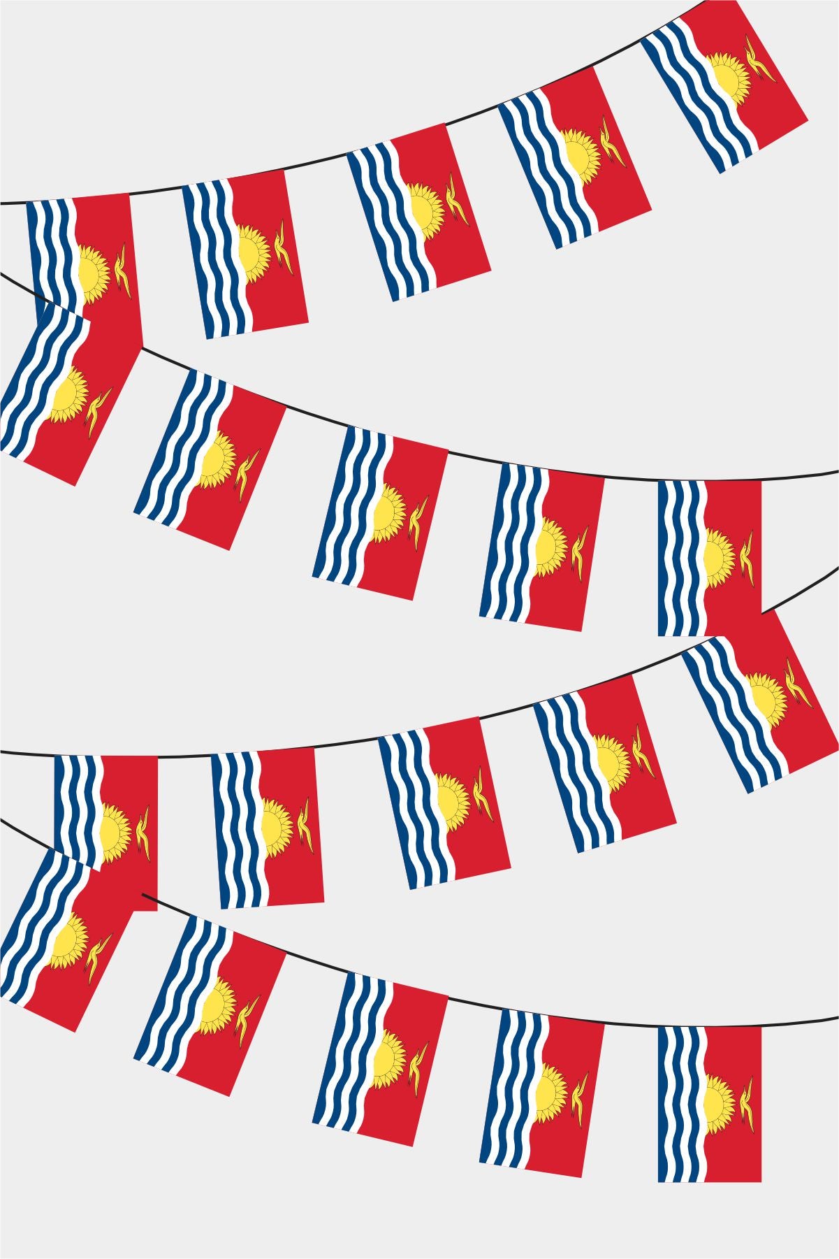 Kiribati Rectangular Flag Bunting - 50 Meters Premium String Flags for Party Decoration | Professional Quality Raschel Fabric