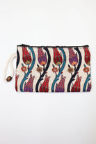 Ottoman Tulip Woven Tapestry Clutch Wallet — woven clutch wallet with wrist strap, front view