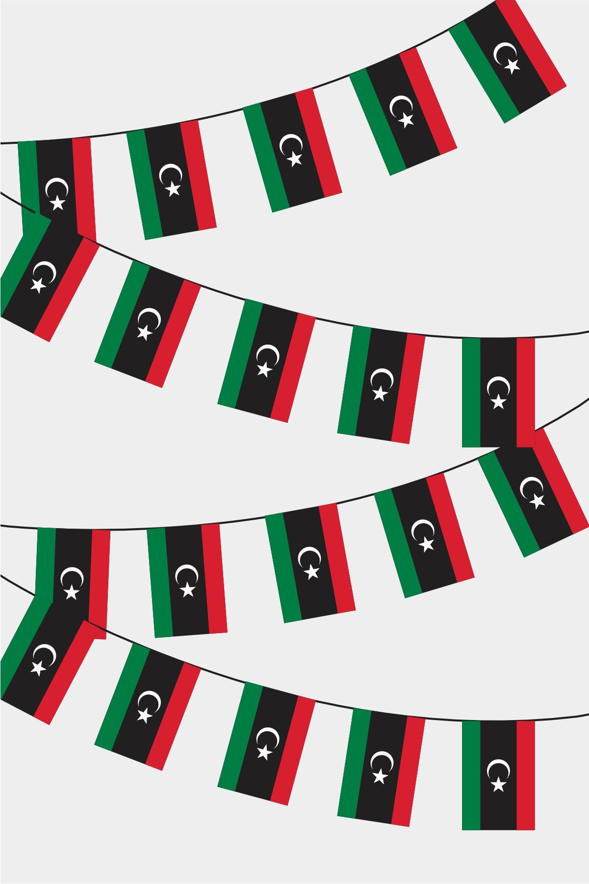 Libya Rectangular Flag Bunting - 50 Meters Premium String Flags for Party Decoration | Professional Quality Raschel Fabric