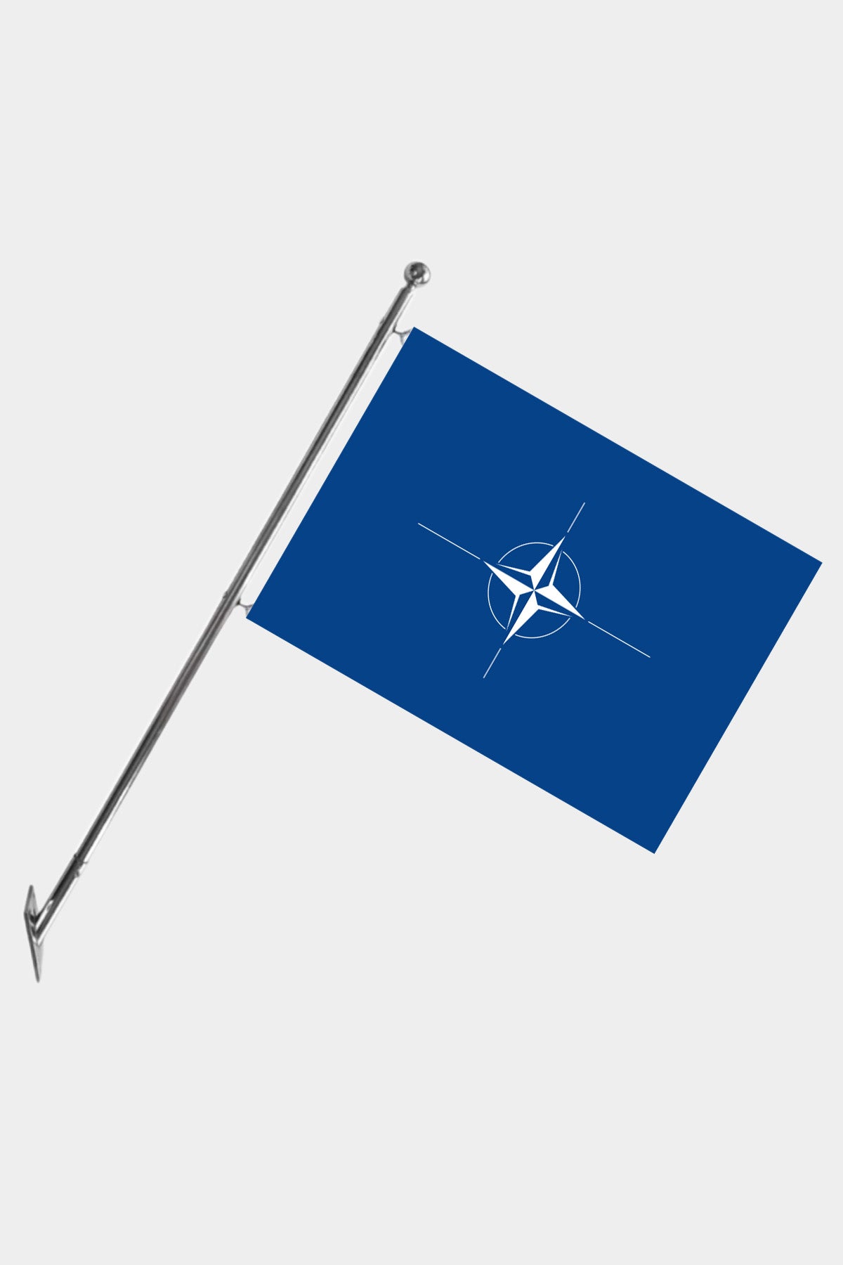 Kit drapeau OTAN et mât télescopique mural — polyester tricoté