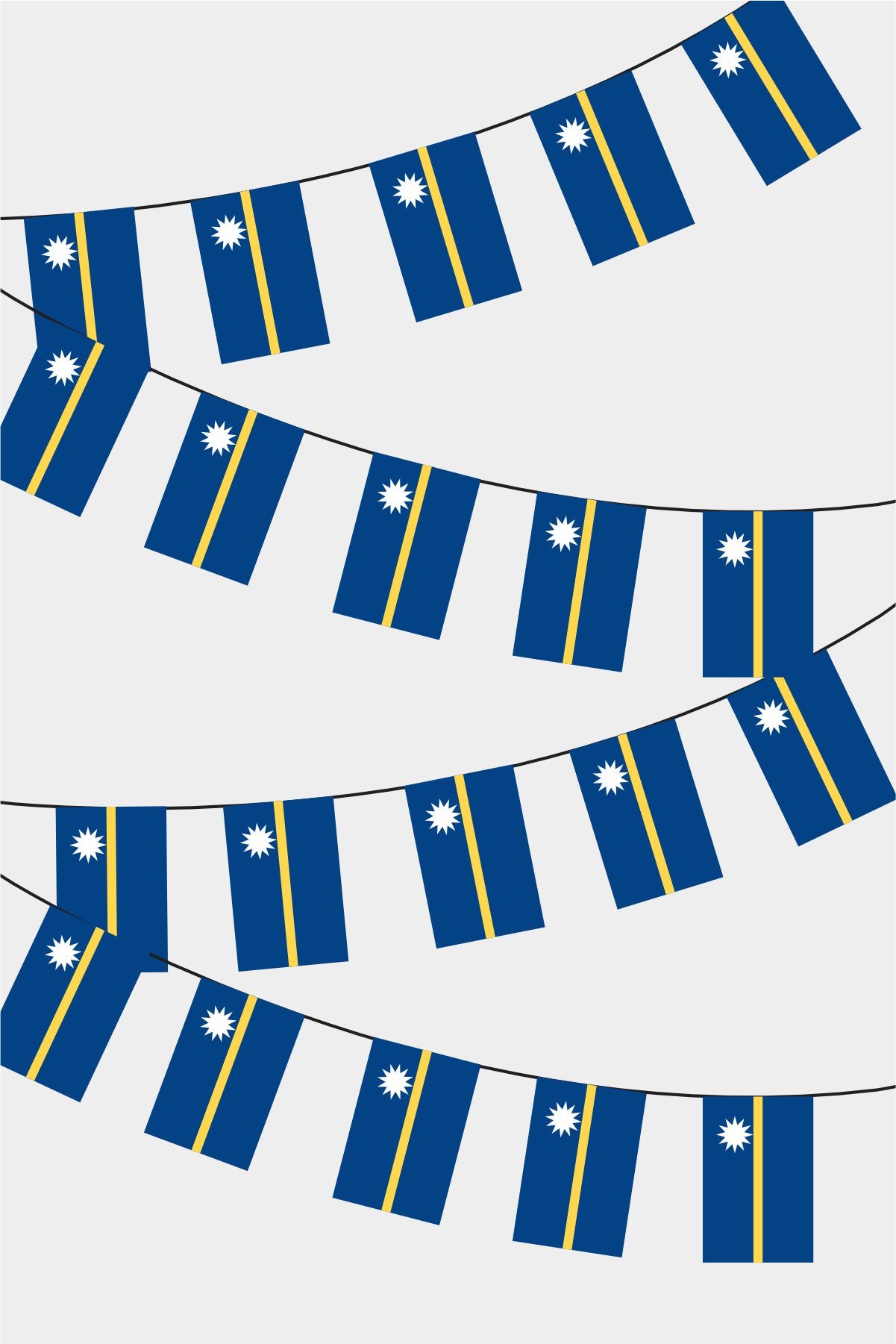 Nauru Rectangular Flag Bunting - 50 Meters Premium String Flags for Party Decoration | Professional Quality Raschel Fabric