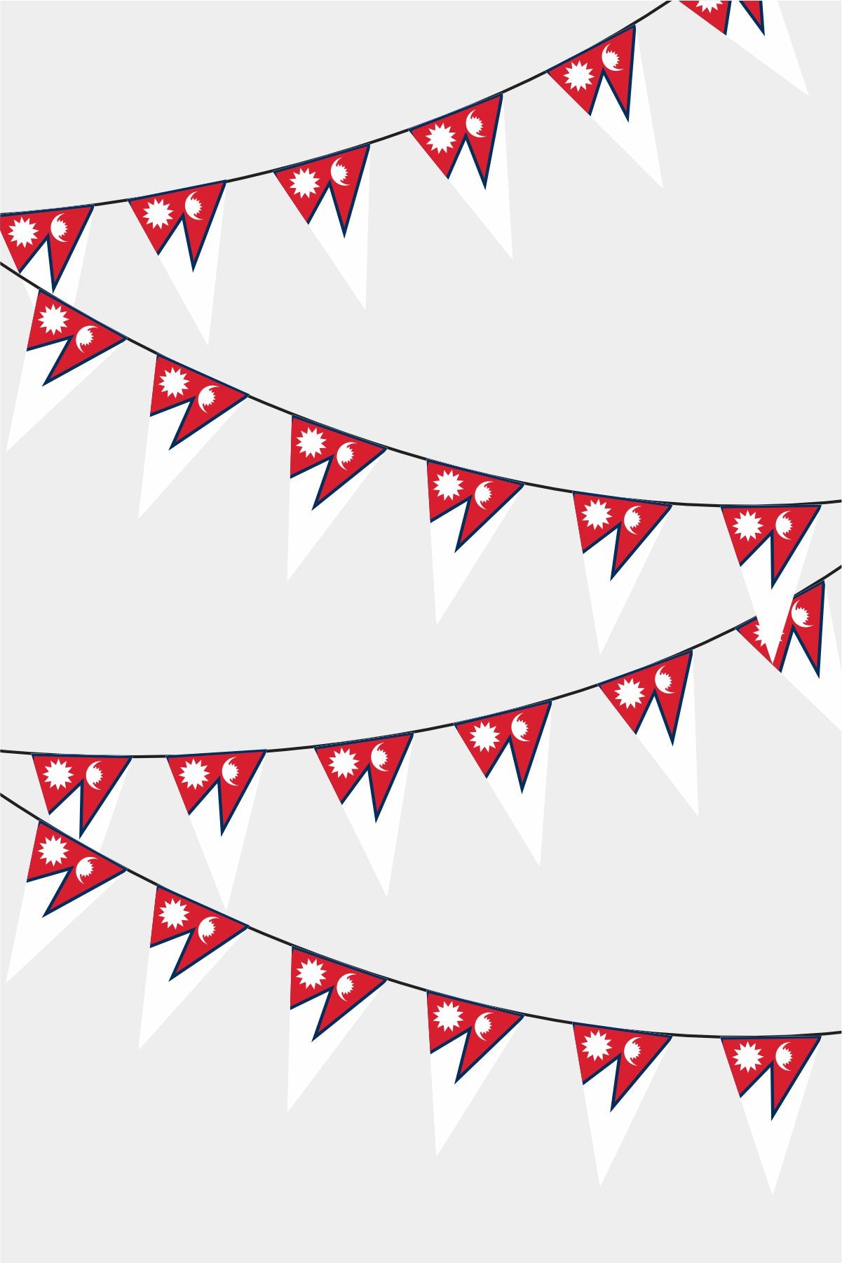 Nepal Triangular Flag Bunting - 50 Meters Premium Pennant Flags for Party Decoration | Professional Quality Raschel Fabric