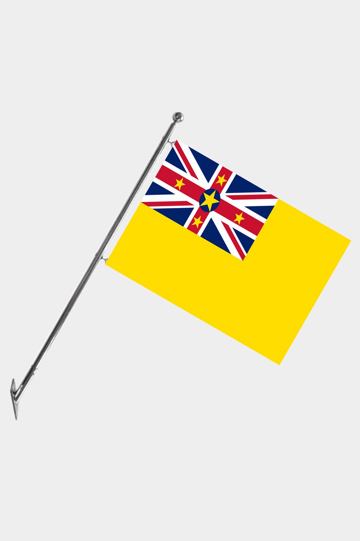 Kit drapeau Niue et mât télescopique mural — polyester tricoté