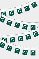 Pakistan Rectangular Flag Bunting - 50 Meters Premium String Flags for Party Decoration | Professional Quality Raschel Fabric
