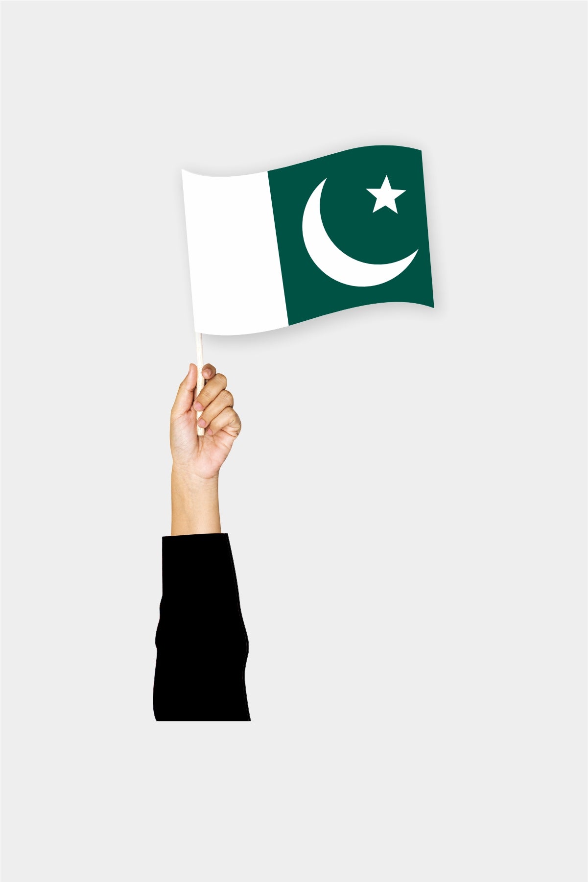 Pakistan handheld flag on stick - durable polyester country flag for events and parades