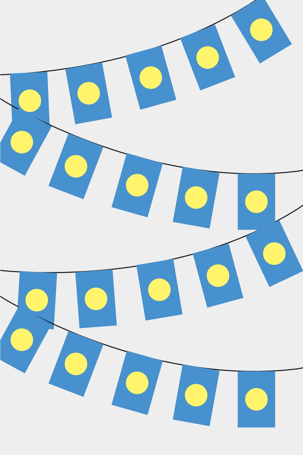 Palau Rectangular Flag Bunting - 50 Meters Premium String Flags for Party Decoration | Professional Quality Raschel Fabric