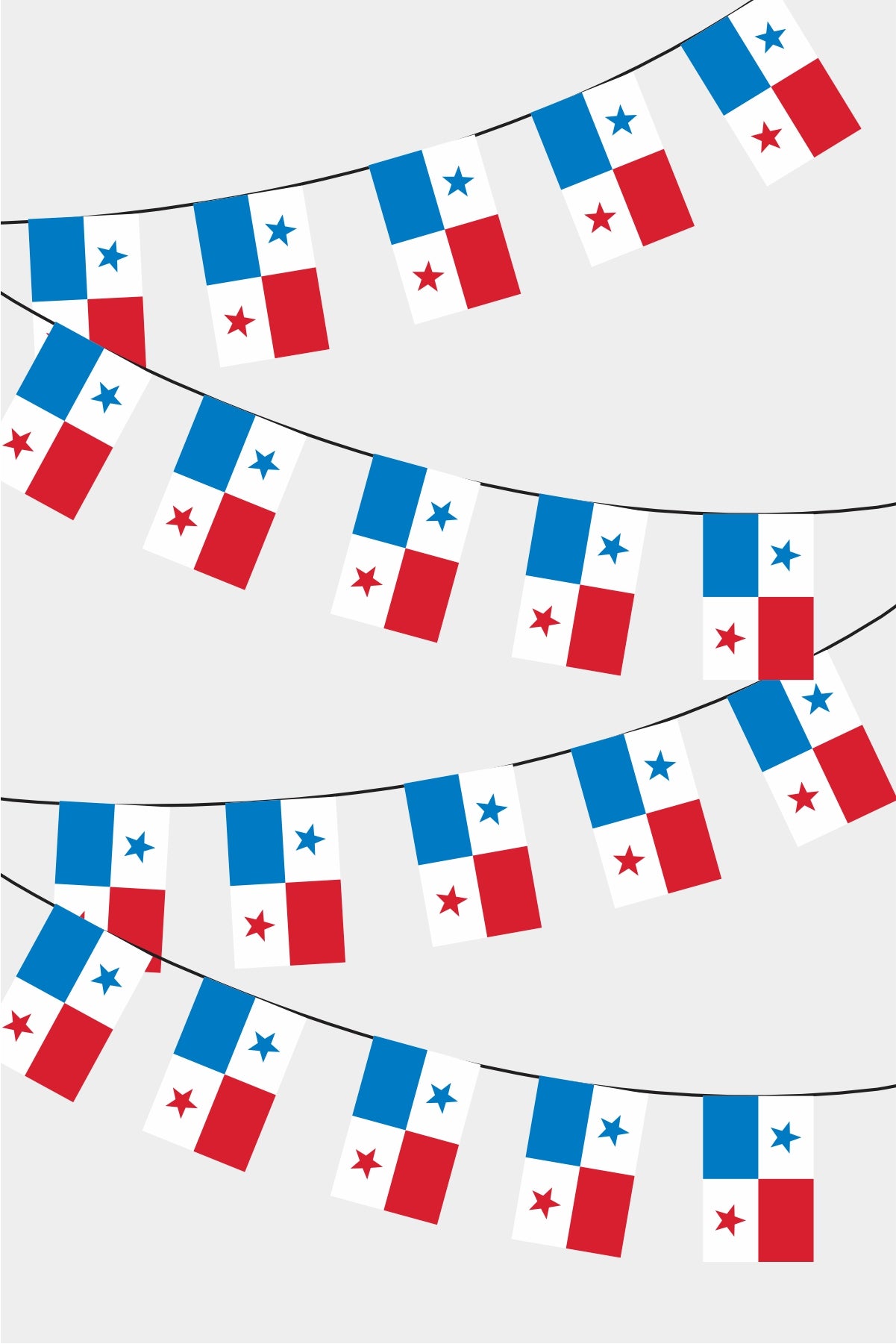Panama Rectangular Flag Bunting - 50 Meters Premium String Flags for Party Decoration | Professional Quality Raschel Fabric