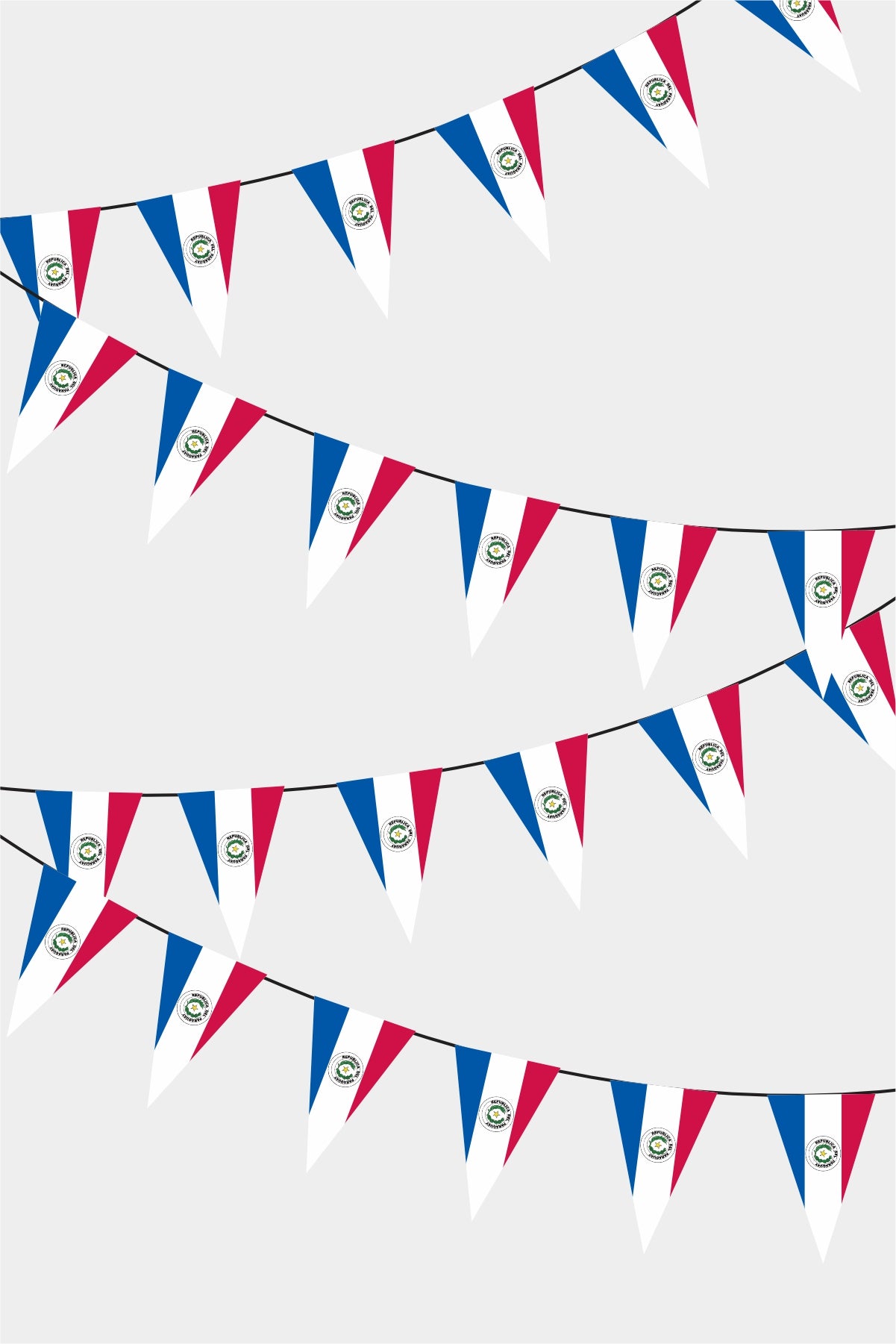 Paraguay Triangular Flag Bunting - 50 Meters Premium Pennant Flags for Party Decoration | Professional Quality Raschel Fabric