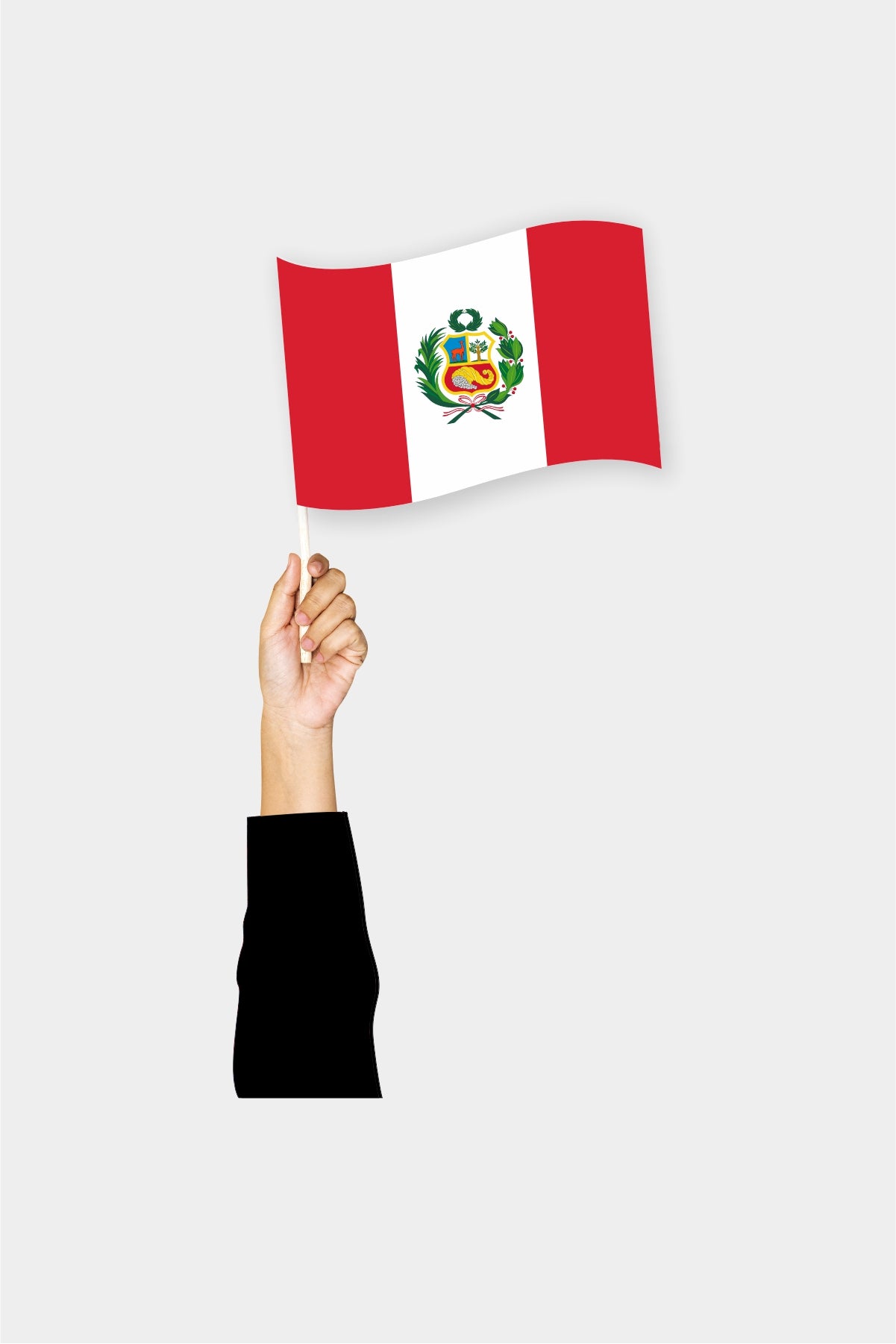 Peru handheld flag on stick - durable polyester country flag for events and parades