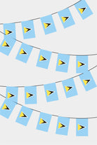 Saint Luacia Rectangular Flag Bunting - 50 Meters Premium String Flags for Party Decoration | Professional Quality Raschel Fabric
