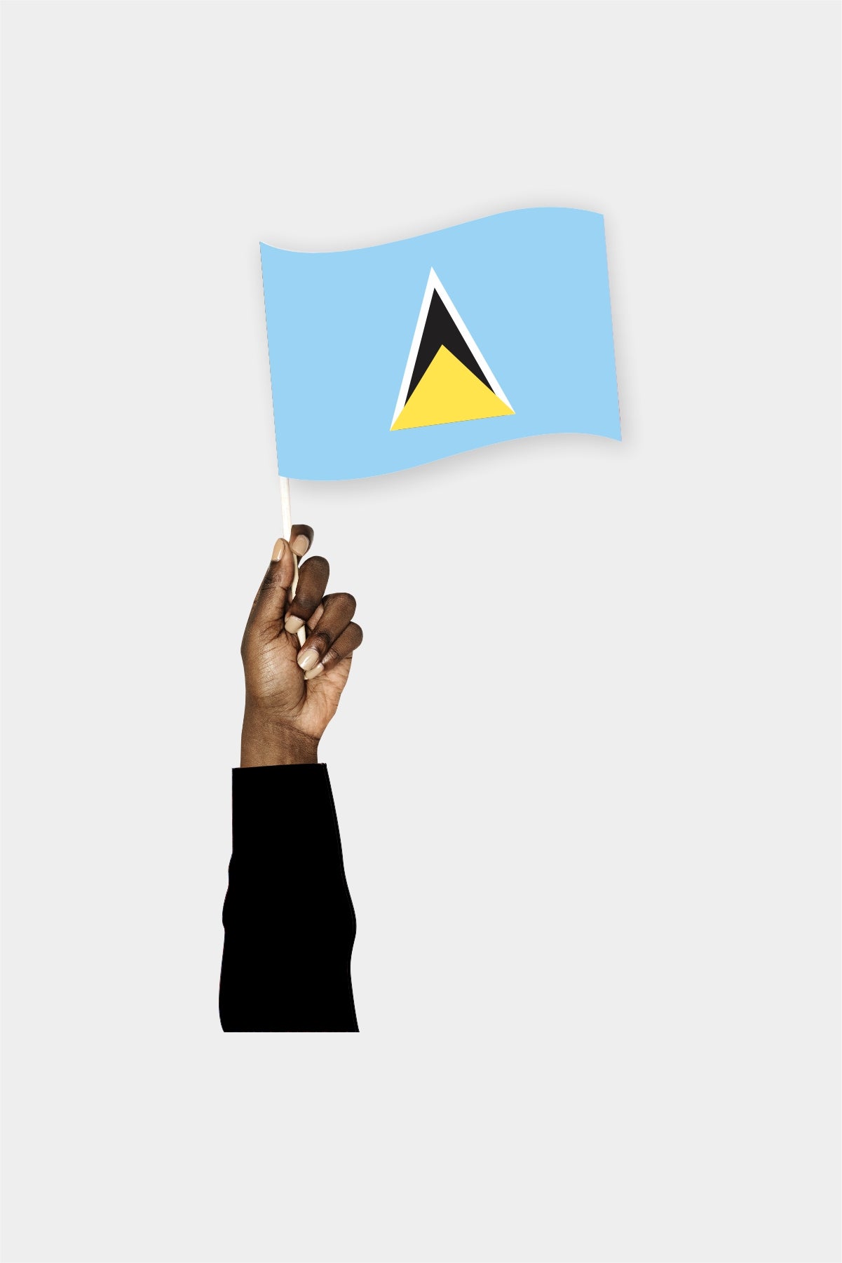 Saint Lucia handheld flag on stick - durable polyester country flag for events and parades