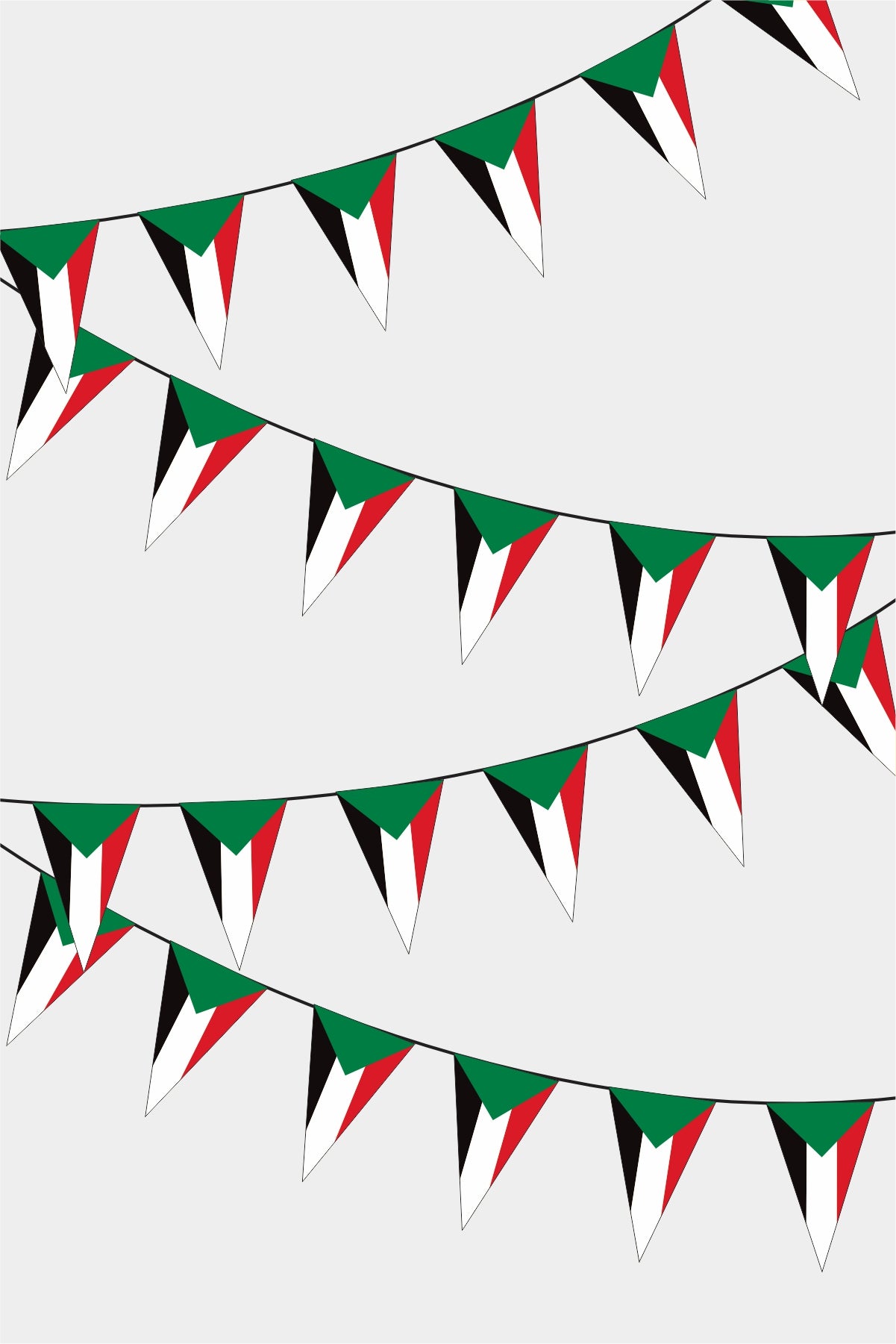 Sudan Triangular Flag Bunting - 50 Meters Premium Pennant Flags for Party Decoration | Professional Quality Raschel Fabric