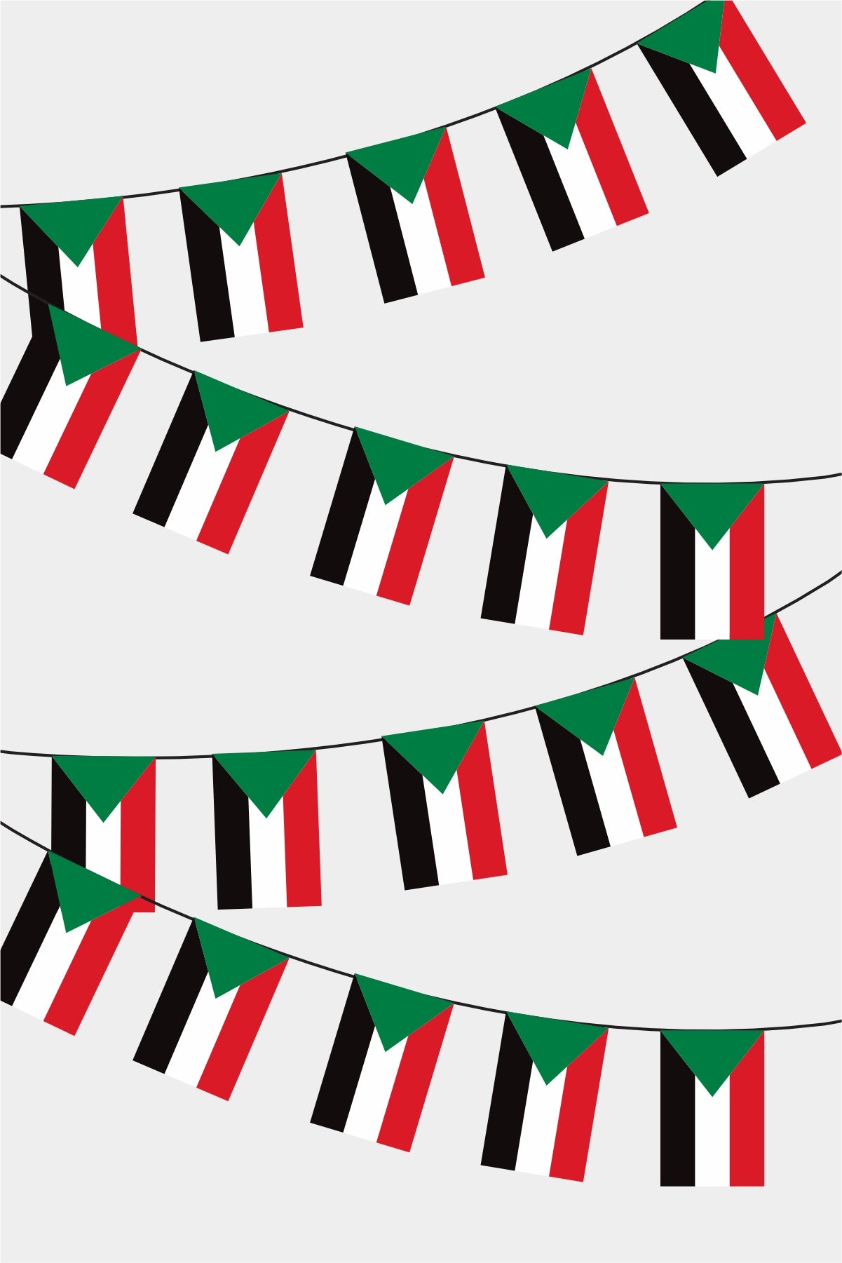 Sudan Rectangular Flag Bunting - 50 Meters Premium String Flags for Party Decoration | Professional Quality Raschel Fabric