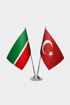 Ensemble de Drapeaux de Bureau Tatarstan & Turquie — option mât doré