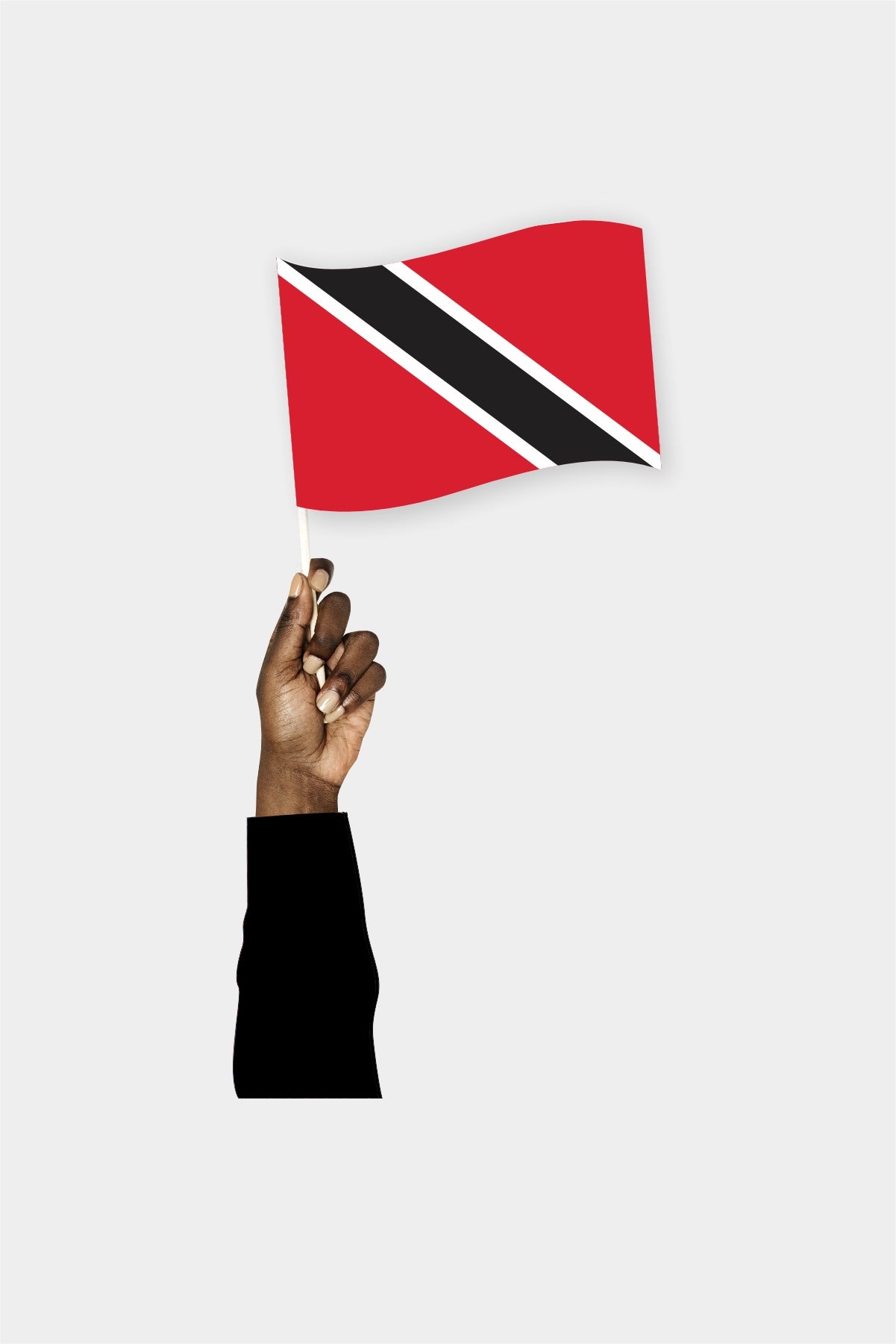 Trinidad and Tobago handheld flag on stick - durable polyester country flag for events and parades