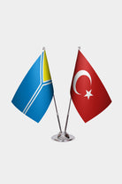 Tuva & Turkey Desk Flag Set — gold pole option