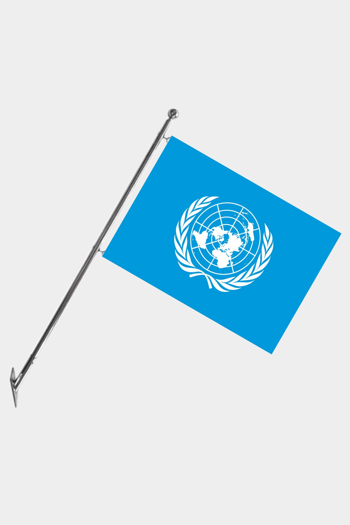 United Nations Wall-Mounted Telescopic Flagpole Set — Polyester