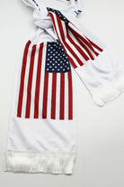 Écharpe de Supporter Satin – Drapeau des États-Unis en gros plan — tissu aspect satin, impression et frange blanche