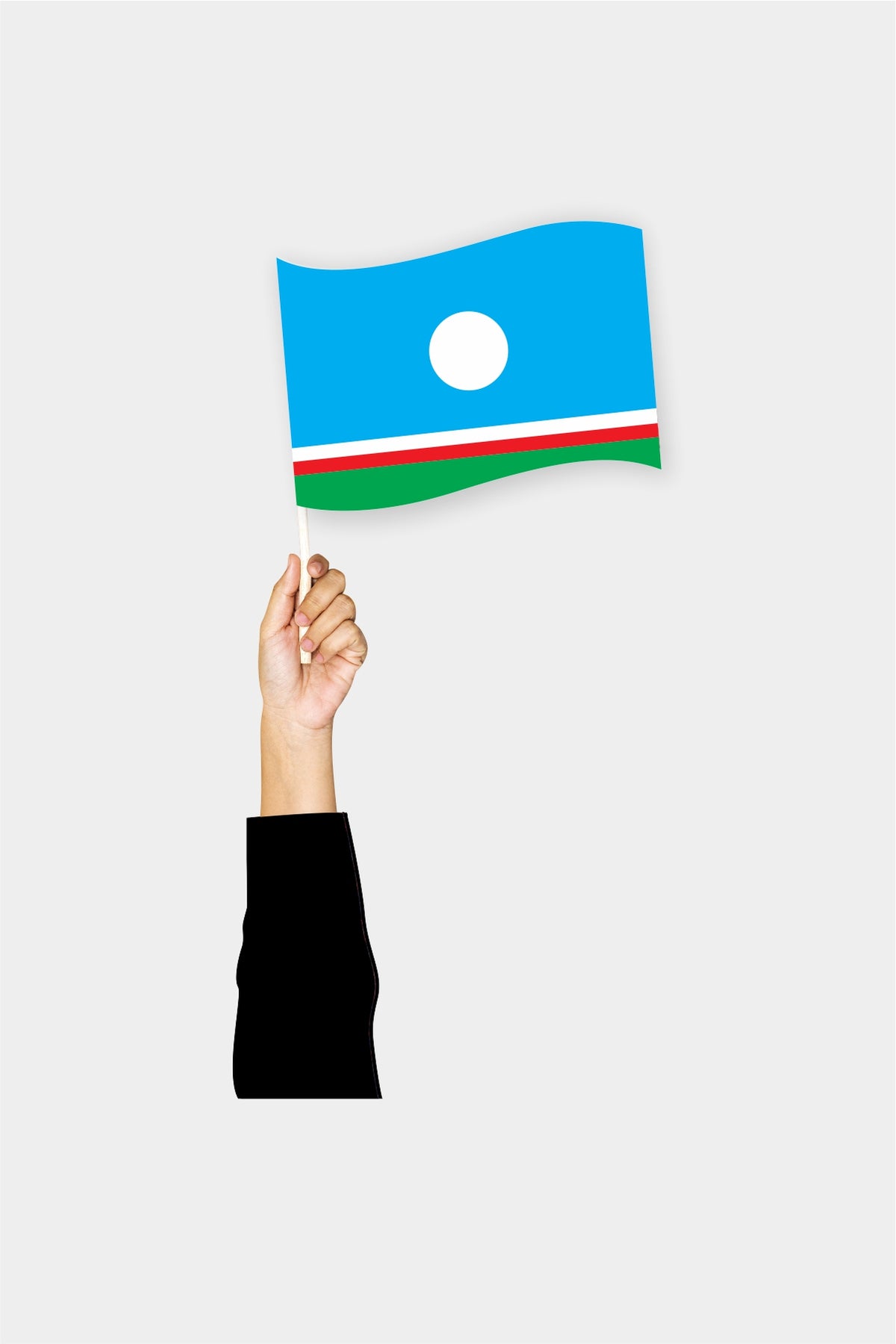 Yakutia handheld flag on stick - durable polyester country flag for events and parades