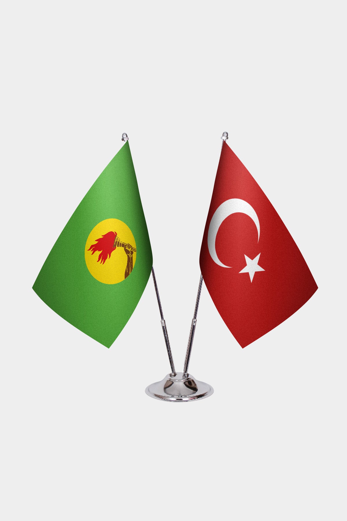 Ensemble de Drapeaux de Bureau Zaïre & Turquie — option mât doré
