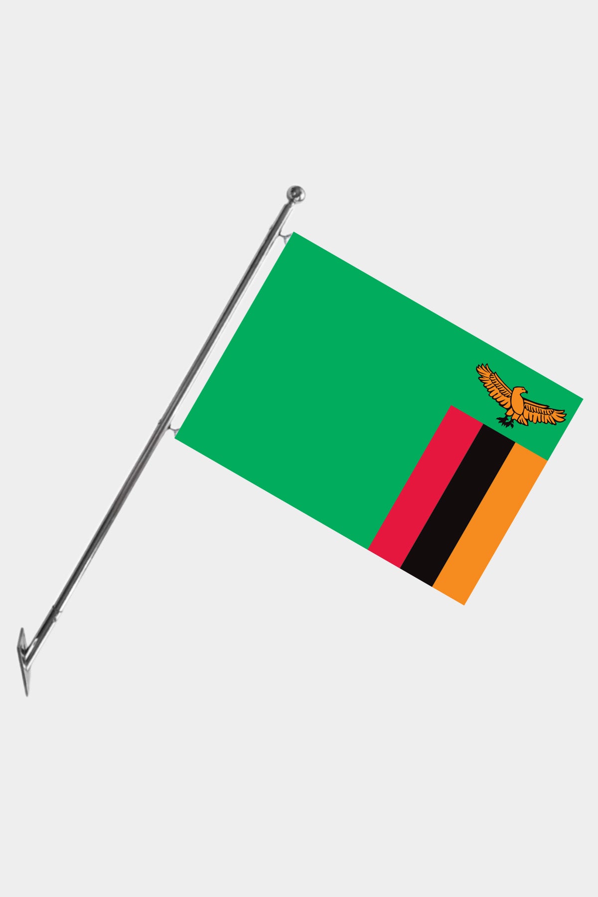 Zambia Wall-Mounted Telescopic Flagpole Set — Polyester